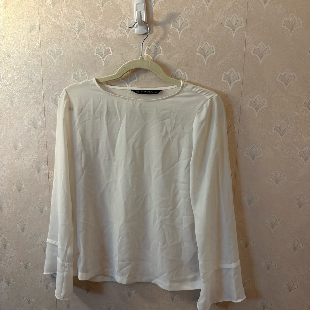 Zara Cream Blouse with Long Sleeves